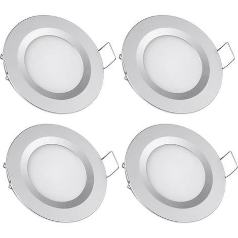 x 12V LED-Einbaustrahler, 58-65mm Loch, 3W, 3200K, Einbaudeckenleuchten für Wohnmobil, Boot, Wohnwagen, Transporter, Yacht, Warmweiß (silberne Ausführung)