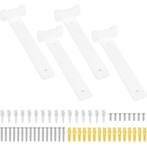 Equerre Etagere Murale Blanc, 260 mm Charge Lourde, Équerre Étagère de Fixation Invisible, Supports d'Étagère Metal Industrielle pour Meuble (1/3)