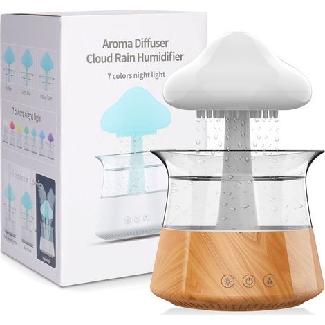 Humidificador Cloud, difusor de aceites esenciales con luces LED de 7 colores, difusor de nano niebla y humidificador para habitaciones grandes, habitaciones infantiles y el hogar (grano de (1/5)
