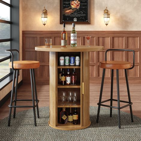 Conjunto mesa alta con 2 taburetes y almacenaje OKMYHOME (1/5)