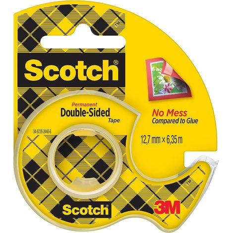 Scotch Nastro Biadesivo - 1 Rotolo, 12,7 mm x 6,3 m, Dispenser Portatile - Nastro Biadesivo Trasparente a Lunga Tenuta per Foto, Fotografie, Poster e Immagini