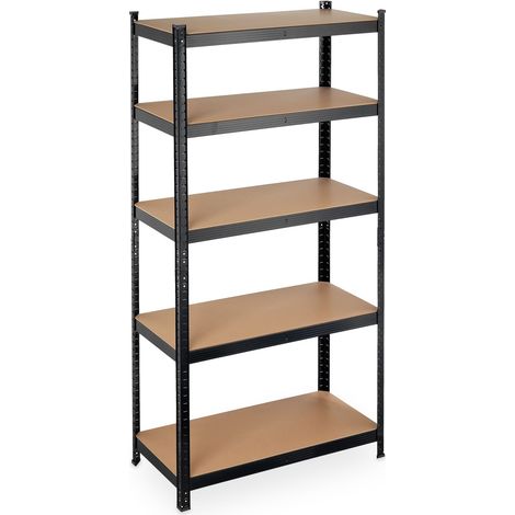 Estantería para cargas pesadas modular 180 x 90 x 45 cm para garaje taller almacenamiento de MDF negro 130010044 (1/5)