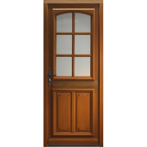 Gd Menuiseries – Porte d'entrée bois vitrée Marine 200 cm x 80 cm – Excellente isolation thermique et acoustique – Pour usage extérieur intensif - 200xl (1/4)