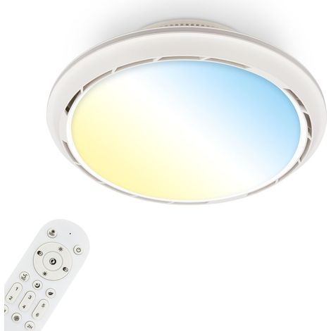 Briloner Plafonnier ventilateur télécommande Ø44cm rond 23,5W 2700lm 3000K-6500K blanc chaud à blanc lumière du jour 6 vitesses blanc - Ventilateur lampe chambre salon (1/5)