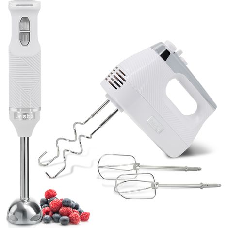 Briebe SKT1187WHT Elegance Set Mixeur Plongeant 2 Vitesses + Batteur Pâtisserie 5 Vitesses + TURBO 600W Blanc (1/5)