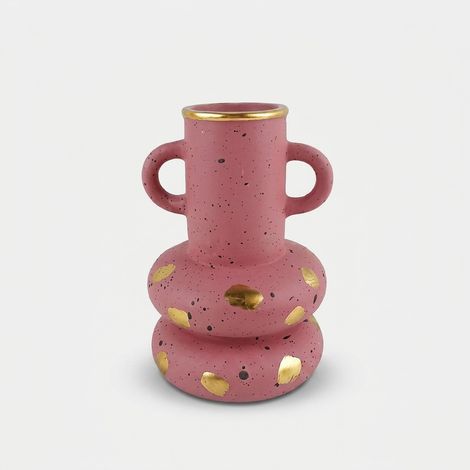 Vaso piccolo decorativo in ceramica con manici Pink&Cozy (1/2)