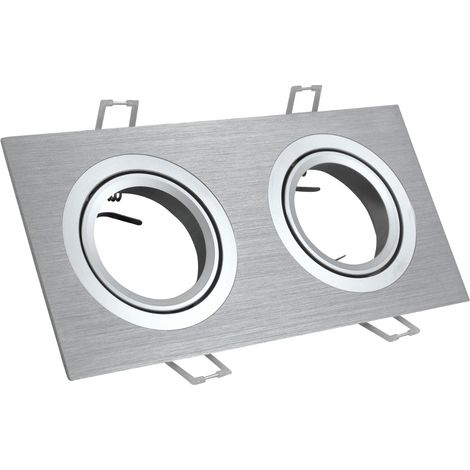 SOUTH OPAL Doppelquadratische Aluminiumlampe, gebürstetes Silber - 302151 (1/4)