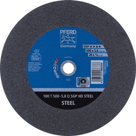 PFERD TOOLS Stationäre Trennscheibe T 500x5,8x40mm "weich" HD STEEL für Stahl 100m/s 5 Stk (1/5)