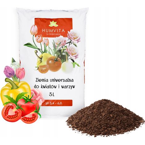 Terriccio universale per fiori, ortaggi, piante ornamentali, erbe aromatiche e frutta 5 litri