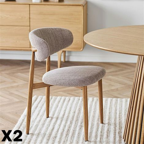 Chaise de salle à manger sable pieds effet bois clair (lot de 2) AMSTERDAM (1/5)