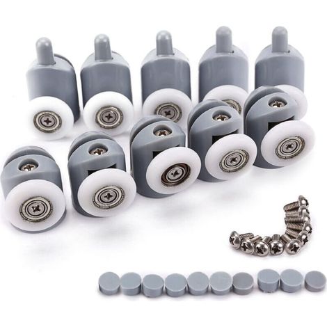 Set di 10 rotelle regolabili per doccia da 25 mm – Rotelle in plastica robusta – Per box doccia – Installazione rapida – 10 pezzi