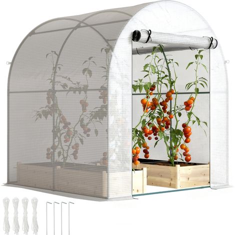 Serre, Blanche avec Ossature en Acier et Couverture Plastique, Maison d’Usine Portable (1/5)