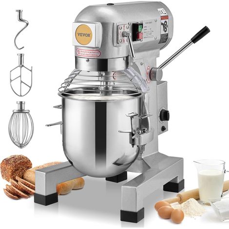 VEVOR Robot da Cucina Commerciale, Miscelatore da Cucina da 18,7 L 3 Velocita Regolabili, Impastatrice da 1100 W con Ciotola in Acciaio Inox per Ristorante, Panetteria, Pasticceria, Bar, Cucina (1/5)