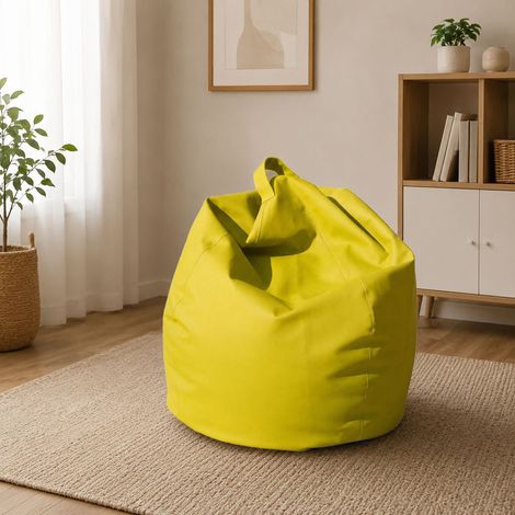 Dmora Pouf a sacco elegante, colore giallo, Misure 80 x 120 x 80 cm (1/4)
