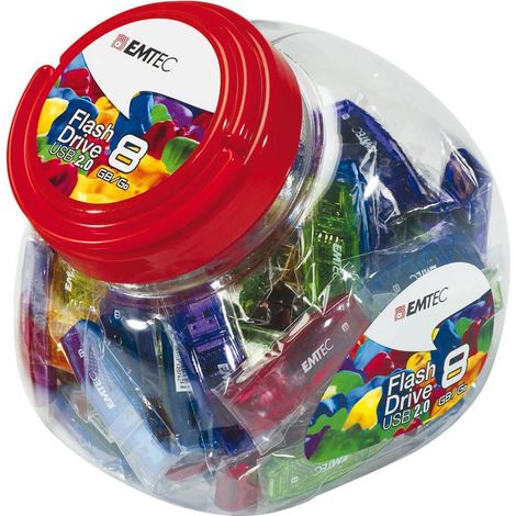 Emtec C410 Color Mix - Candy Jar 2.0 lecteur USB flash 8 Go USB Type-A Bleu, Vert, Violet, Rouge, Jaune