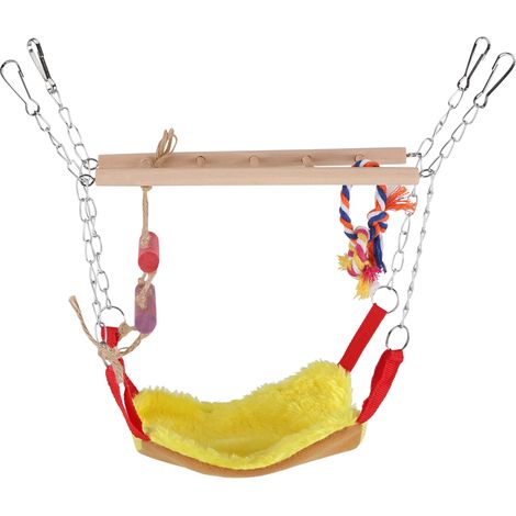 Jouet D'escalade Pour Oiseau - Balançoire En Bois Avec Échelle - Accessoire De Cage Pour Perruches - Ensemble Jaune (1/5)