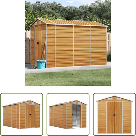 Gartengeräte - Gartenhaus Hellbraun 191 x 300 x 198 cm Verzinkter Stahl (1/5)