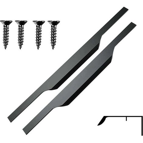 Küchengriff, Möbelgriff, verdeckte Möbelgriffe, mattschwarz, Türgriffe, Aluminium-Profilgriff, integrierter Küchenmöbelgriff für den Innenbereich, Schrank, Schublade, Möbel, 2 Stück