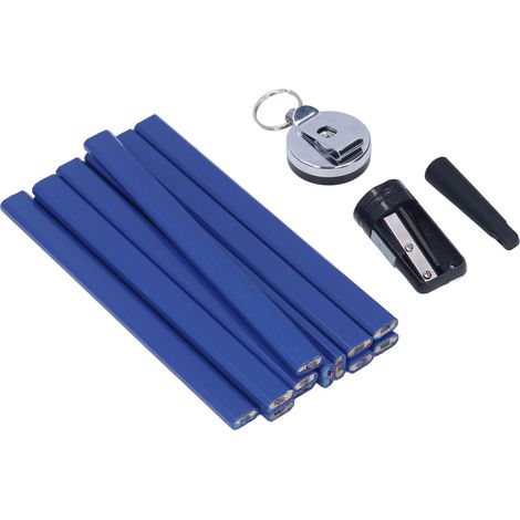 Lot de 14 crayons de menuisier octogonaux 7 pouces avec accessoires, crayons de marquage pour charpente et construction. (1/5)
