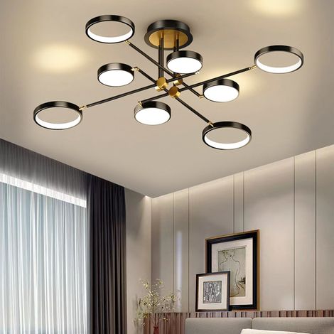 Lustre moderne à 8 têtes, plafonnier LED 96 W avec télécommande, suspension à intensité variable, lampes suspendues, 3 températures de couleur, 115 cm (1/5)