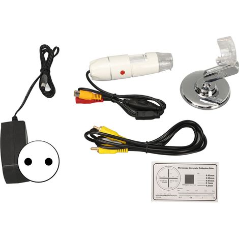 Microscope Numérique HD 25x-400x Sortie AV Analogique Microscope Électronique Mini avec 8 LEDs pour TV 100-240V Prise UE (1/5)