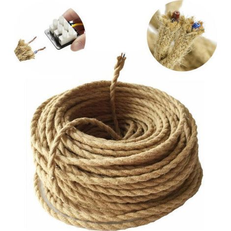 10 m Elektrokabel – 2-adriges, verdrilltes Textilkabel 0,75 mm² – 10 mm Durchmesser – Für DIY-Vintage-Beleuchtung – Spannung 220–250 V (1/5)