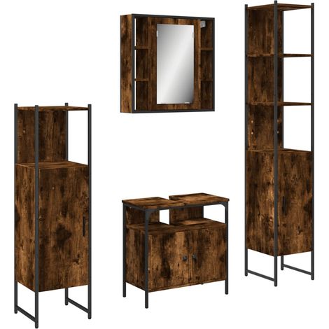 Ensemble d'armoires de salle de bain 4 pcs,Ensemble de meubles de salle de bain chêne fumé CFW93734 (1/5)