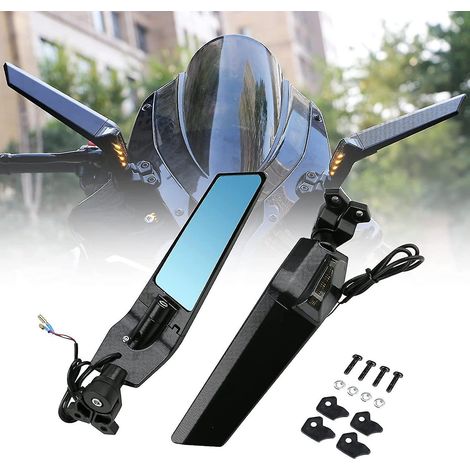 Pacewalker verstellbarer Aluminium-Motorradaußenspiegel, kompatibel mit Kawasaki Ninja 400, 650, ZX-10R, ZX-6R, ZX-636 (2018–2022) und Honda Suzuki. Blendfreie Linse mit integrierter Beleuchtung.
