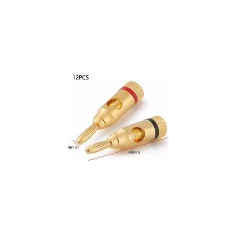 12 hochwertige, vergoldete Bananenstecker für Lautsprecherkabel, Heimkinoanlagen und Lautsprecherleitungen. (1/5)