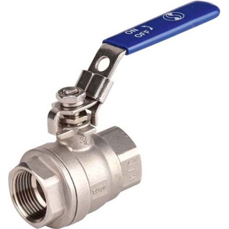 Vanne à sphère INOX passage intégral Femelle/Femelle 3" (80/90) PN25 - poignée bleue - gamme initiale - Sferaco