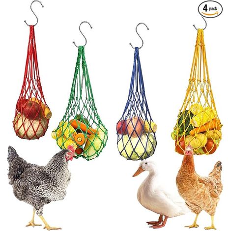 Chicken Net Hanging Net for Chicken, Chicken Feed Mesh Bag, with Hook for Ducks, Birds, Rabbits, Parrot, for Chicken Coop, Bird Cage, for Vegetables, Fruits (1/5)