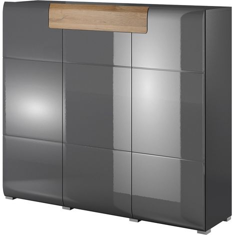 Buffet grande modello collezione OHIO. Color antracite e rovere. Stile design.