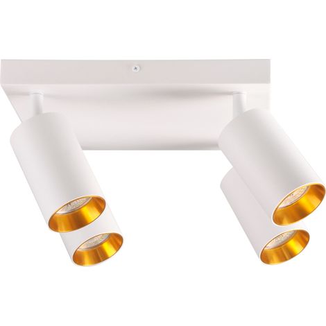 Plafonnier carré 4 spots GU10 blanc/or Polux Maribel (1/5)
