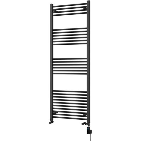 Zennor - Black Dual Fuel Towel Rail H1600mm x W600mm Thermostatic WIFI - Straight (1/3)
