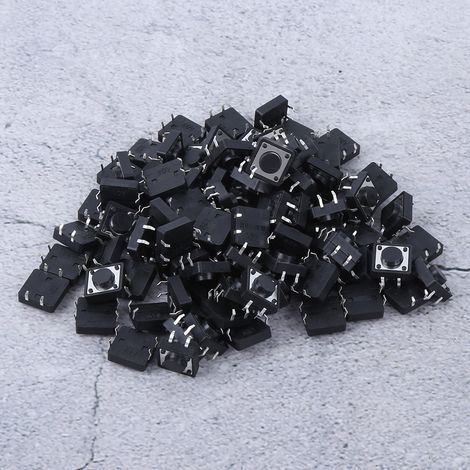 Lot de 100 mini-interrupteurs tactiles momentanés à bouton-poussoir (12 x 12 x 5 mm) (1/5)