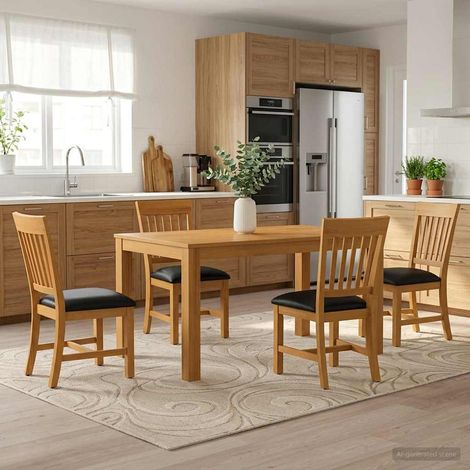 vidaXL Ensemble de salle à manger 5 pc Noir Bois de chêne massif (1/5)