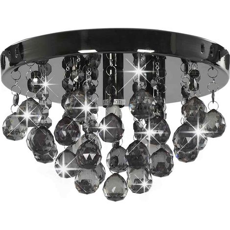 Plafonnier avec perles fumées Noir Rond G9 (1/5)