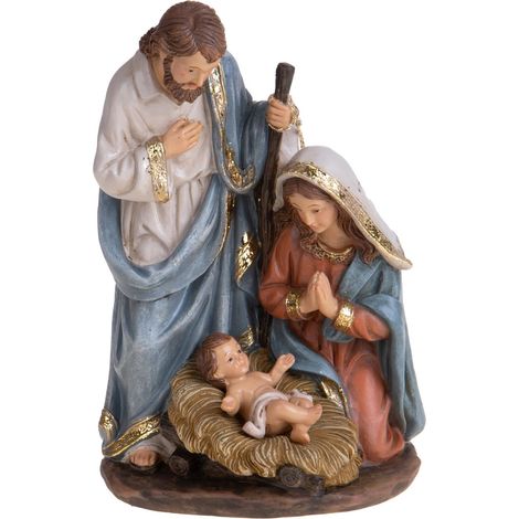 Presepe Natività Classica da 20 cm Set Statuine Sacra Famiglia per Decorazione Natalizia (1/3)