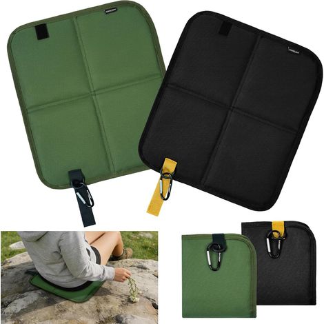 (2er-Set, Schwarz und Grün) Faltbare Outdoor-Sitzkissen – wasserdicht und isoliert – für Camping und Wandern (1/5)