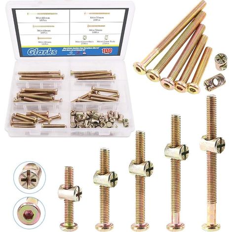M6 x 40/50/60/70/80mm Zinc Plated Hex Head Screws with Barrel Nuts (1/5)