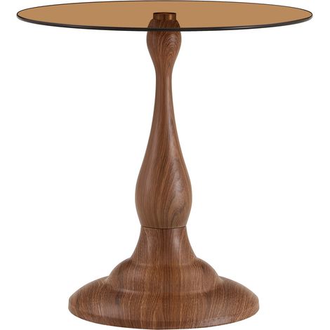 Runder Beistelltisch aus gehärtetem braunem Glas, 50 cm, modern, stabile Basis (1/5)