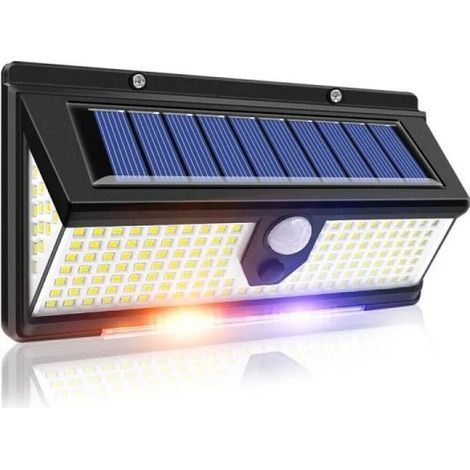 LAMPADA FARETTO APPLIQUE PANNELLO SOLARE RICARICABILE 190 LED ESTERNO INTERNO
