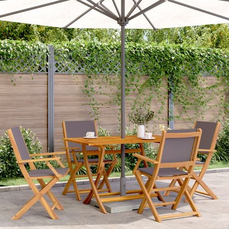 5-tlg. Garten-Essgruppe Stoff und Massivholz Anthrazit