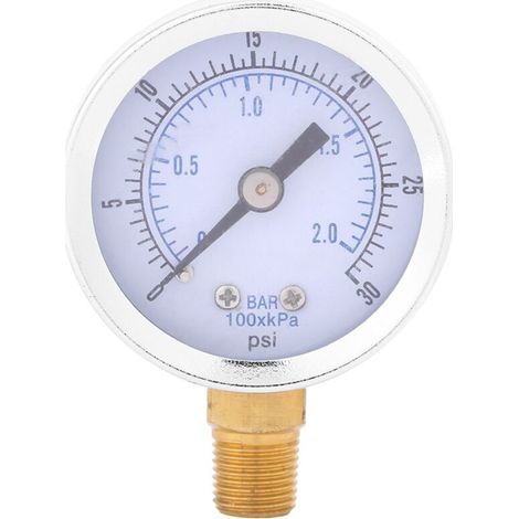 0-30 psi 0-2 bar Mini-Zifferblatt Wasser-Öl-Kompressor-Manometer Hydraulikdruckmesser (1/5)
