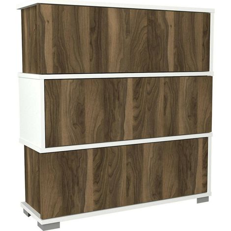 Dmora - Schuhschrank Dgallopp, Schuhregal, Mehrzweck-Eingangsgarderobe, Möbel für Schuhe, 90x30h93 cm, Weiß und Walnuss