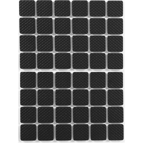 Patins en caoutchouc pour pieds de meubles, protecteurs de meubles autocollants légers, protecteurs de table coulissante, 48 ​​pièces, noir, 23 mm, carrés