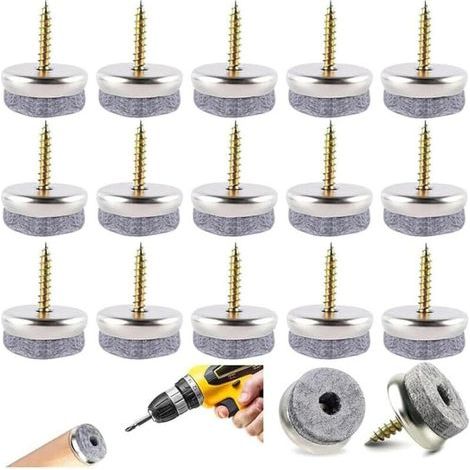 100 Stuhlgleiter, 22 mm runde Möbelgleiter, Filzgleiter zum Anschrauben für Boden- und Möbelschutz (1/5)