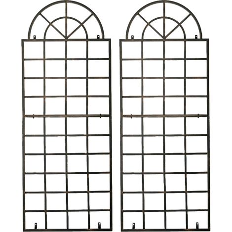 Lot de 2 treillis tuteur mural 180 x 70 cm décoration de jardin plantes grimpantes en métal bronze 100008912 (1/5)