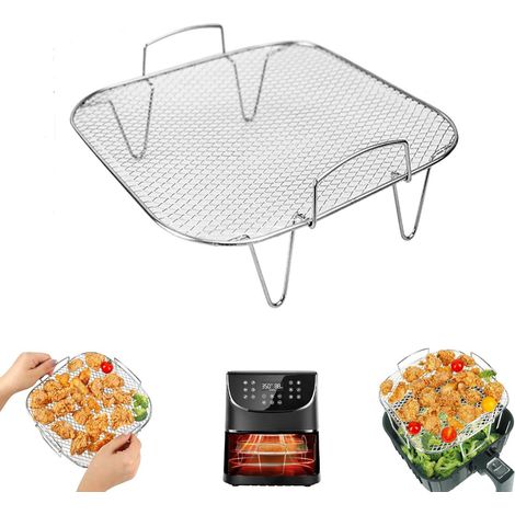 Grille carrée inox friteuse air 24 cm, accessoire cuisson durable