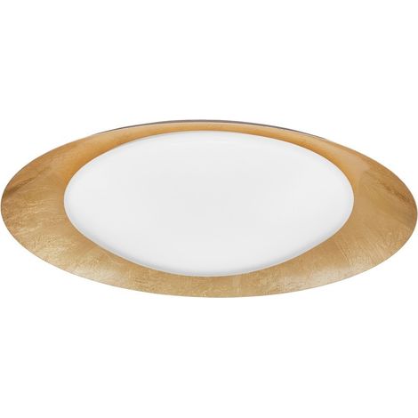 Merano Bend 50cm LED Intégrée Semi Plafonnier Métal, Blanc Extérieur Feuille d'Or Intérieur LED 28W 1400Lm 3000K